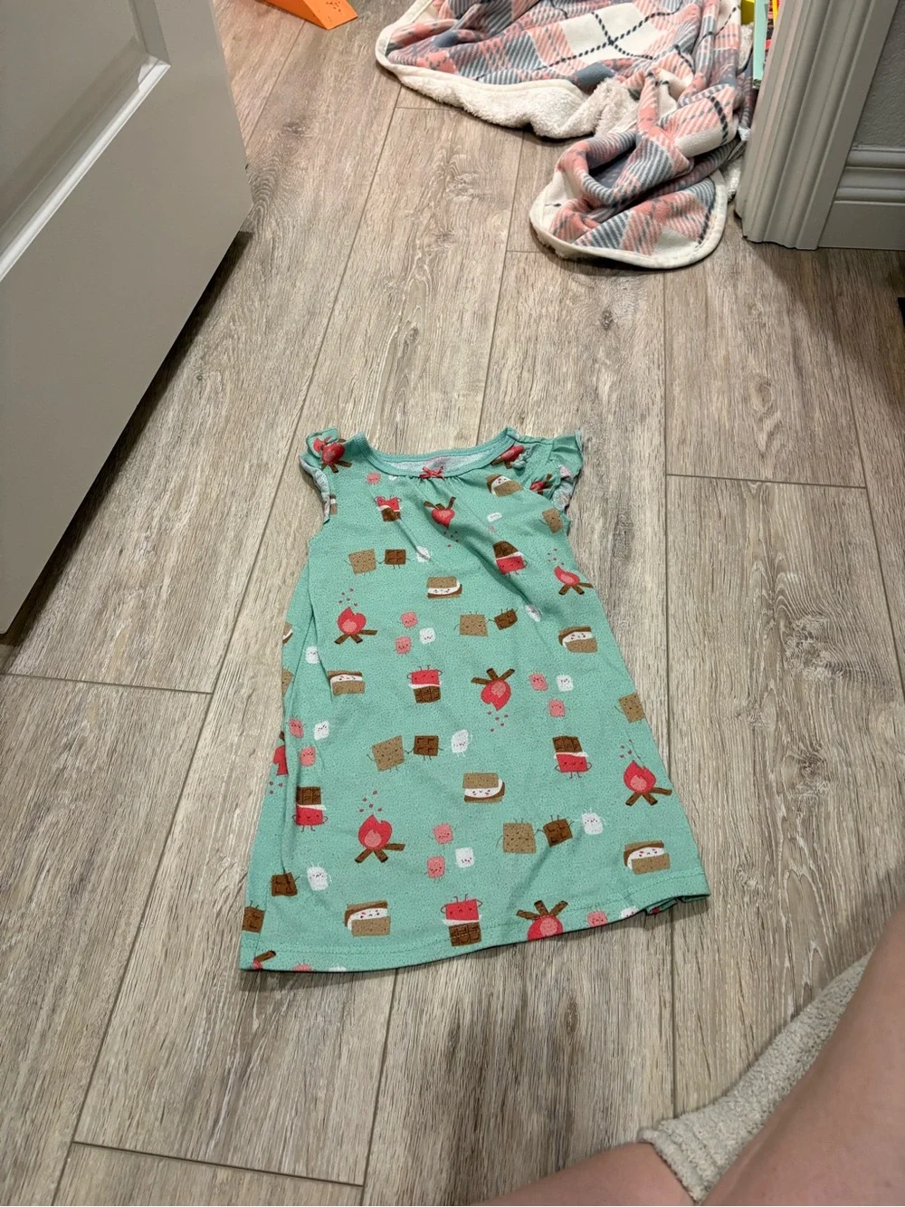 CARTER’S | 2 Pajamas Mint Green Camping Nightgown & Pink Polka Dot Set